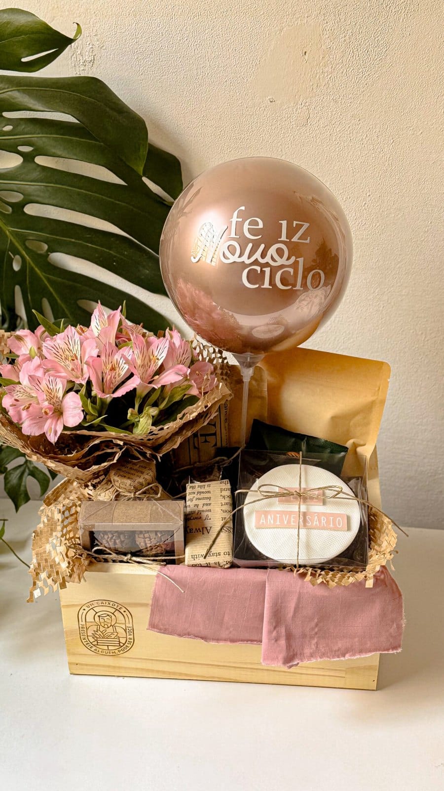 Caixote Café com Flores Completo