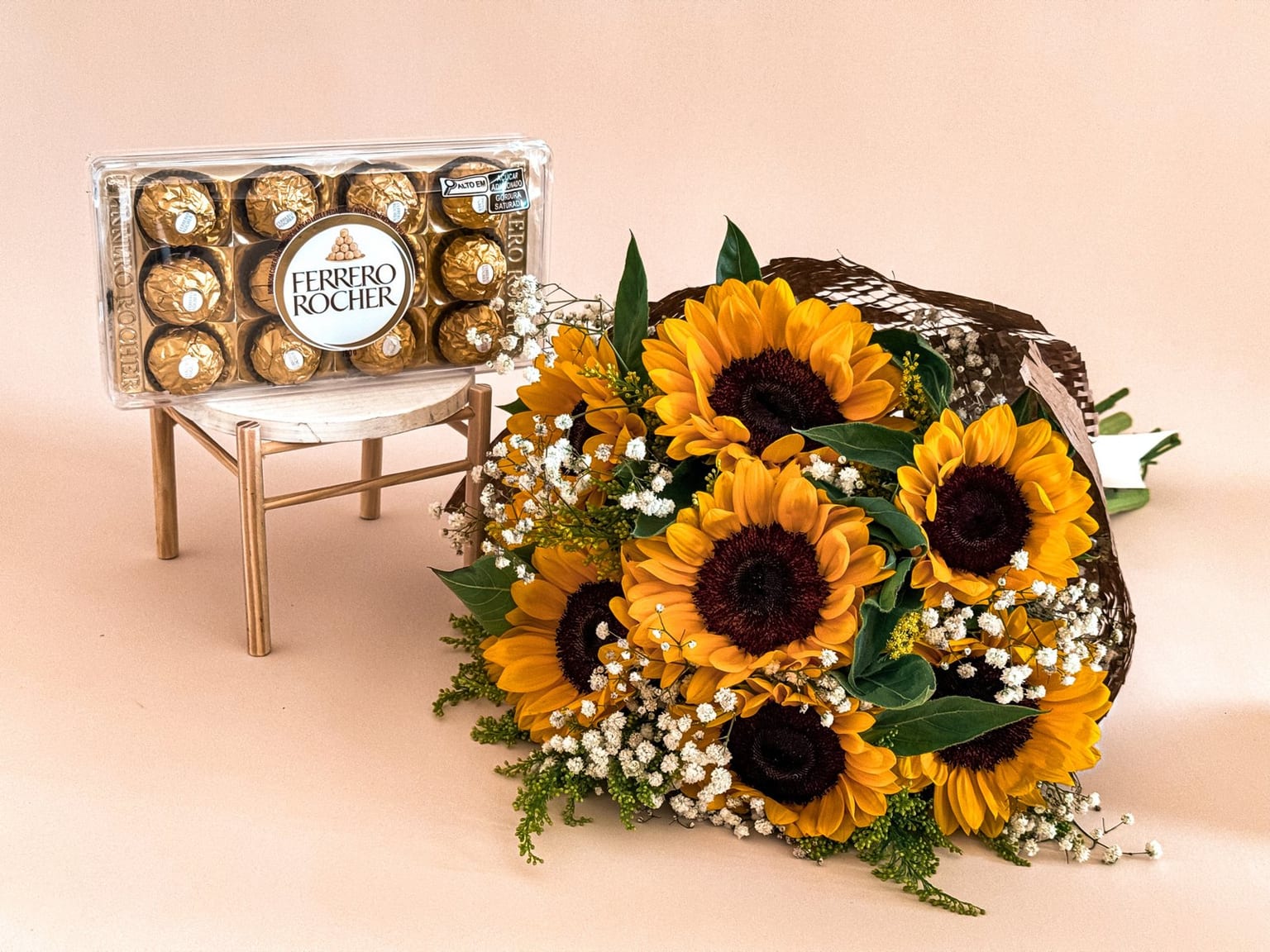 Buquê 8 Girassóis & Ferrero Rocher